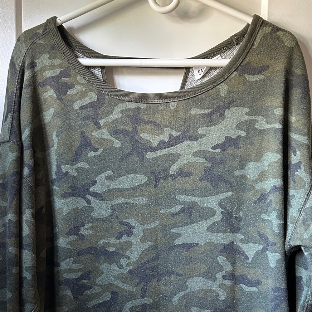 GAP Long Sleeve Camouflage Dress - Olive Green